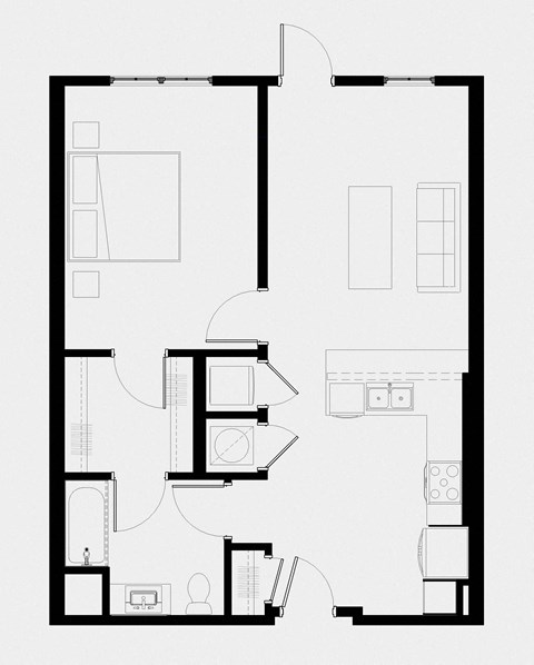 A black and white image of a floor plan for a house.
